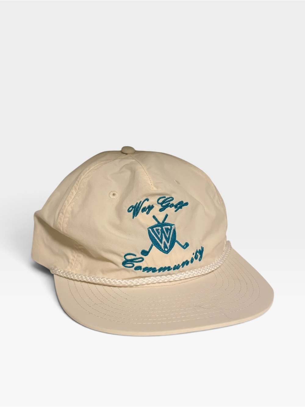 Way Golf Community Rope Hat Cream Teal Embroidered Snackback Golf Cap AS Colour